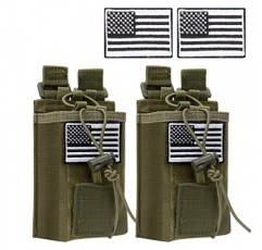 2 팩 라디오 케이스 라디오 홀더 Molle 전술 라디오 홀스터 Baofeng UV-5R F8HP UV-5R GT-3 UV-82 용 군용 헤비 듀티 라디오 파우치 백 양방향 워키 토키 가방 팩/더플과 호환 가능