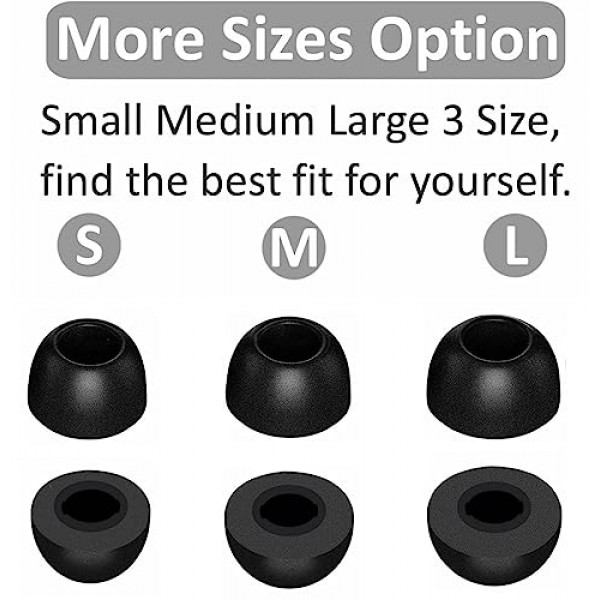 Soundcore Space A40 폼 이어 팁과 호환되는 JNSA, Anker Space A40의 Soundcore용 소음 제거 메모리 폼 이어 팁 교체, S/M/L 3 사이즈 3쌍, 검정색(2143PB)