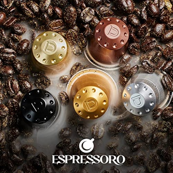 ESPRESSORO 20 USDA 유기농 에스프레소 포드 - 네스프레소 오리지널 라인 머신과 호환되는 BIANCO 알루미늄 캡슐. 인텐시티 10 프리미엄 이탈리안 에스프레소 커피 캡슐