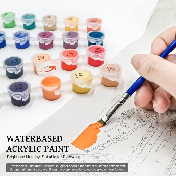 Bougimal Paint by Numbers Adult Landscape Without Frame 브러쉬 및 아크릴 페인트 포함 - 40 x 50 cm, 에펠 탑 판타지 파리 프레임 없음