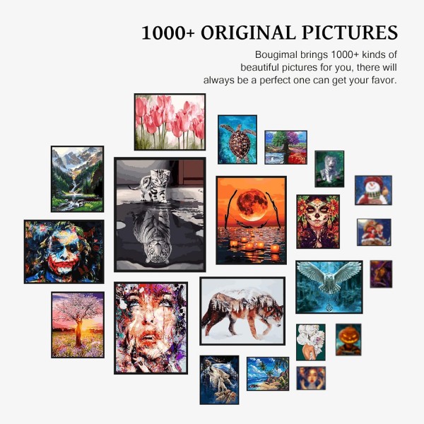 Bougimal Paint by Numbers Adult Landscape Without Frame 브러쉬 및 아크릴 페인트 포함 - 40 x 50 cm, 에펠 탑 판타지 파리 프레임 없음