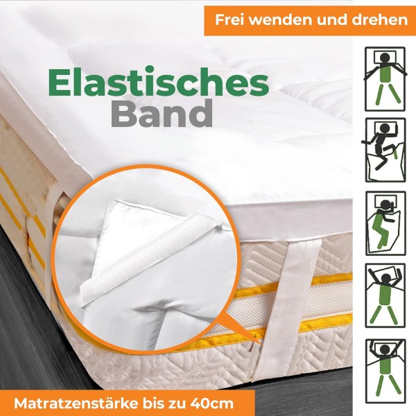 GMTextiles 극세사 토퍼 140x200cm - 4개의 미끄럼 방지 코너 플랩 포함 - 기계 세탁 가능 - 소파 베드 및 손님용 침대 Doube용 저자극성 매트리스 토퍼