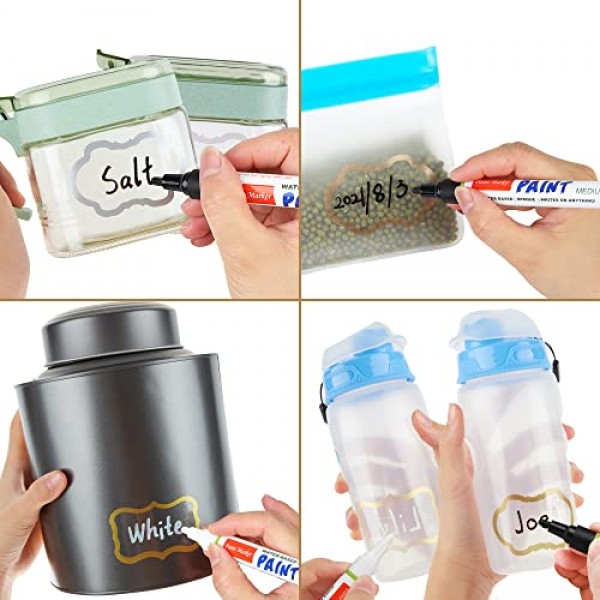 Vickay 블랙 아크릴 페인트 펜, 다양한 재료를 위한 6개의 중형 수성 영구 페인트 마커 세트 DIY 공예 프로젝트 2개의 추가 교체 가능한 펜촉으로 방수