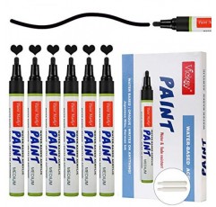 Vickay 블랙 아크릴 페인트 펜, 다양한 재료를 위한 6개의 중형 수성 영구 페인트 마커 세트 DIY 공예 프로젝트 2개의 추가 교체 가능한 펜촉으로 방수