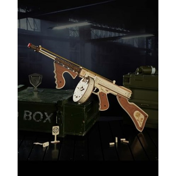 RoWood 3D 퍼즐 토미 고무 밴드 총 모델 키트 성인을위한 나무 퍼즐 나무 건물 키트 성인과 청소년을위한 독특한 선물