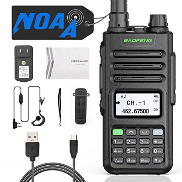 BAOFENG GMRS 라디오 GM-15 Pro 충전식 장거리 워키토키(UV-5R 최신 세대) 양방향 라디오, GMRS 중계기 가능, USB-C 충전기 케이블이 포함된 NOAA 듀얼 밴드 라디오