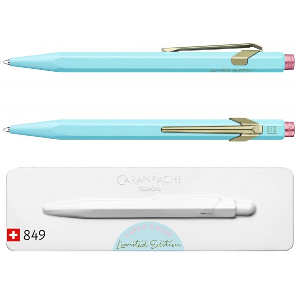 Caran d'Ache 849 볼펜 'Claim Your Style' 에디션 2 - 블루이쉬 페일 그린, 멀티컬러