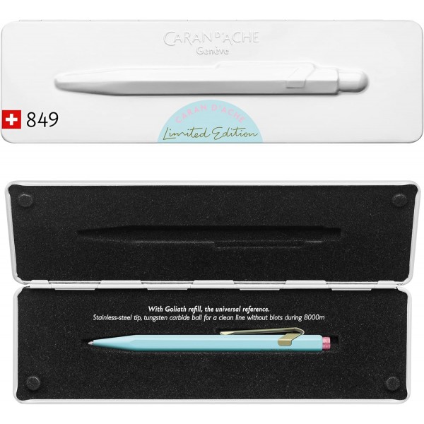 Caran d'Ache 849 볼펜 'Claim Your Style' 에디션 2 - 블루이쉬 페일 그린, 멀티컬러