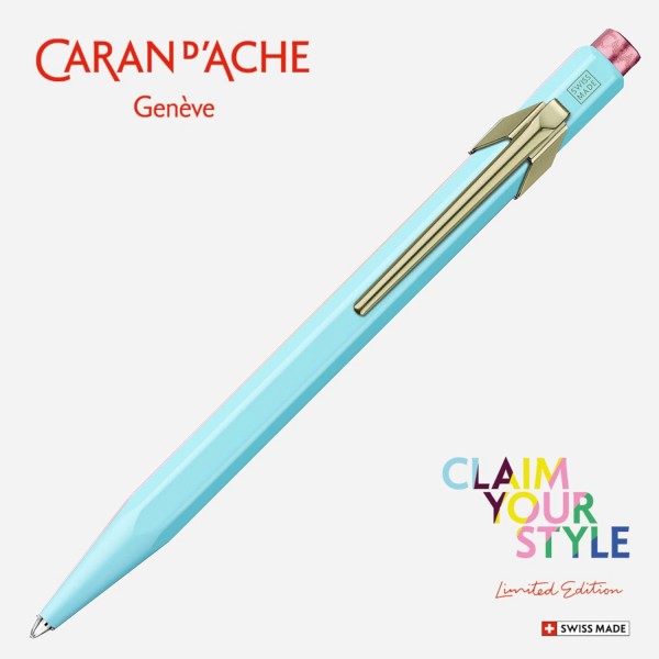 Caran d'Ache 849 볼펜 'Claim Your Style' 에디션 2 - 블루이쉬 페일 그린, 멀티컬러