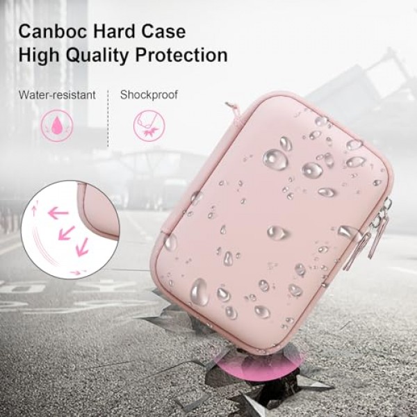 KODAK Smile+ 무선 디지털 즉석 인쇄 카메라와 호환되는 Canboc 휴대용 케이스, 메쉬 포켓형 인화지, USB 케이블, 핑크(케이스만)