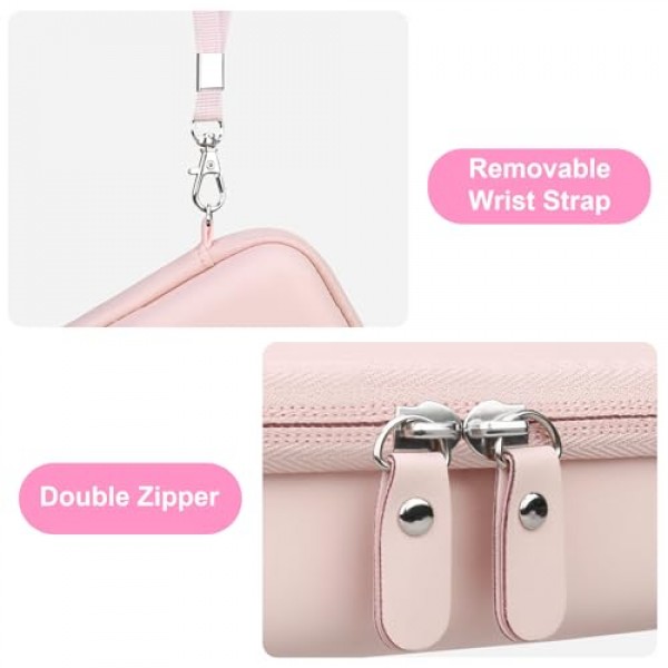 KODAK Smile+ 무선 디지털 즉석 인쇄 카메라와 호환되는 Canboc 휴대용 케이스, 메쉬 포켓형 인화지, USB 케이블, 핑크(케이스만)