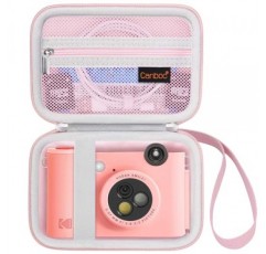 KODAK Smile+ 무선 디지털 즉석 인쇄 카메라와 호환되는 Canboc 휴대용 케이스, 메쉬 포켓형 인화지, USB 케이블, 핑크(케이스만)