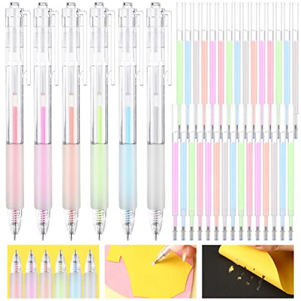 Frienda 6 조각 접착제 펜 30 리필 접착제 빠른 건조 액체 접착제 펜 스크랩북 카드 용 접착제 펜 제작 어린이 학교 공예 용품 만들기