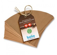 Bolio 프리미엄 표백되지 않은 대마 종이 콘 커피 필터 - 100개 - 모든 No.2 크기의 푸어 오버 커피 드리퍼와 호환 가능