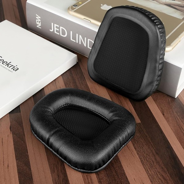 Razer Chimaera, Razer Electra 게임용 헤드폰 이어 패드, 헤드셋 이어 패드 수리 부품(검은색)용 Geekria QuickFit 단백질 가죽 교체용 이어 패드
