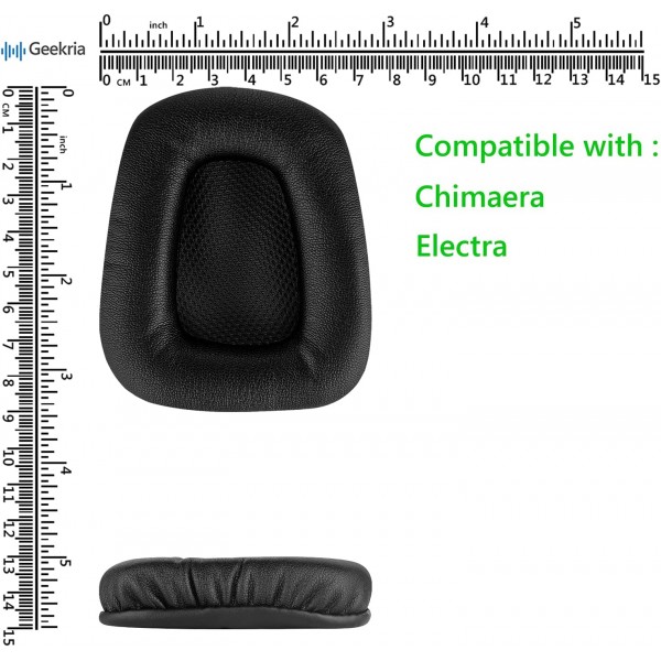Razer Chimaera, Razer Electra 게임용 헤드폰 이어 패드, 헤드셋 이어 패드 수리 부품(검은색)용 Geekria QuickFit 단백질 가죽 교체용 이어 패드