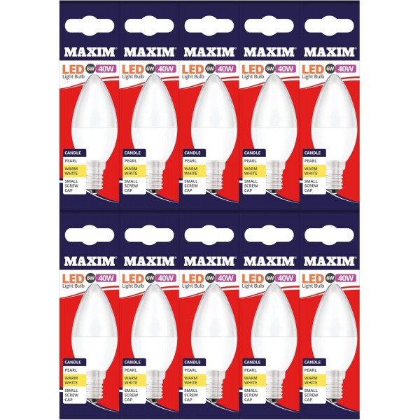 kenable [10팩] Maxim LED 6W(40Watts) 웜 화이트 SES E14 촛불 전구 009780 10개(1팩) 웜 화이트