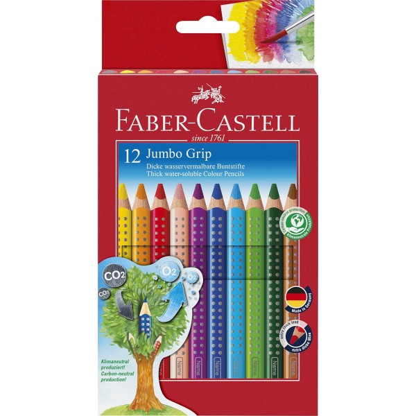 Faber-Castell 번들 110912 색연필 점보 그립 골판지 케이스 12개입; 샤프너와 Faber-Castell 110994 - Jumbo Grip Neon 색연필, 케이스 5개(네온 번들 + 12색, 1개) 포함