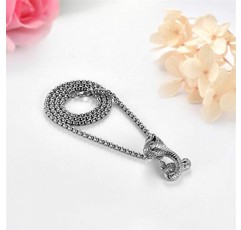 JewelryWe Jewellery 남성용 목걸이, 스테인레스 스틸 코브라 스네이크 펜던트 & 밀 체인 레트로