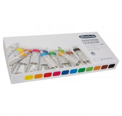 Schmincke - Designers Gouache, 12 x 20 ml 튜브, 72 014 097, 12가지 음영, 카드보드 세트, 줄무늬 없음, 최대 커버리지, 컬러 인텐시브 및 벨벳 매트