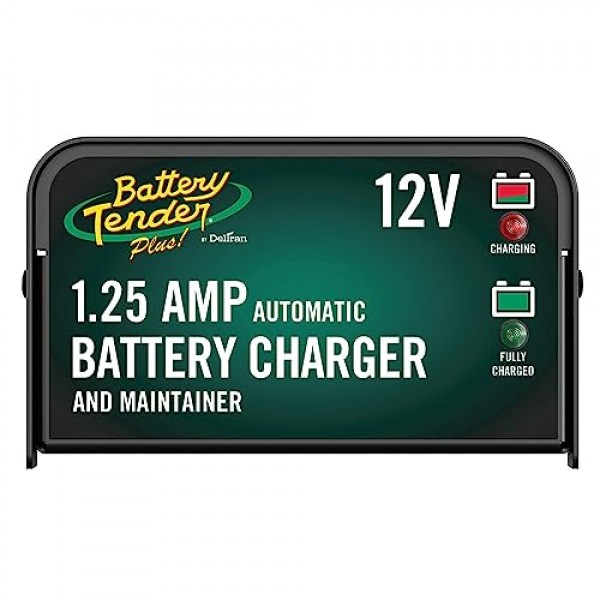 Battery Tender Plus 12V 배터리 충전기 및 유지관리자: 오토바이, ATV, UTV용 1.25 AMP Powersport 배터리 충전기 및 유지관리자 - 스마트 12V 자동 플로트 충전기 - 021-0128