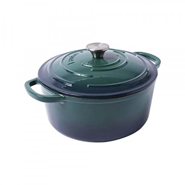 뚜껑이 있는 저장실 및 포도나무 에나멜 주철 더치 오븐 - 대형 손잡이, 돔 뚜껑, 사워도우 빵 만들기용 더치 오븐 – 5.7QT/5.4L - (Bondi)
