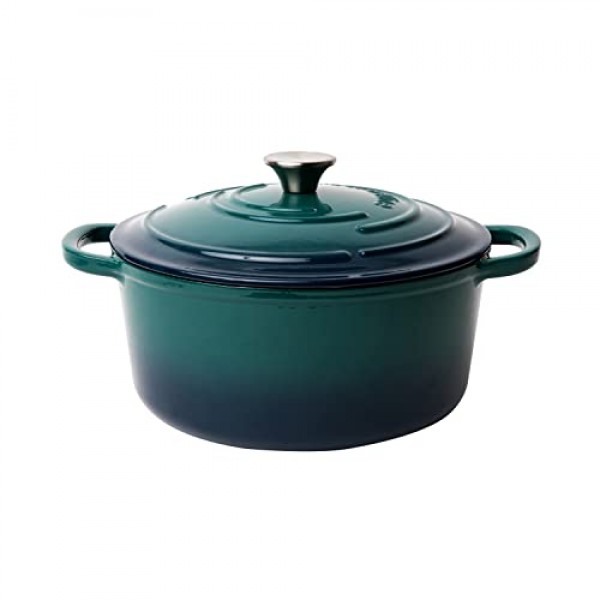 뚜껑이 있는 저장실 및 포도나무 에나멜 주철 더치 오븐 - 대형 손잡이, 돔 뚜껑, 사워도우 빵 만들기용 더치 오븐 – 5.7QT/5.4L - (Bondi)