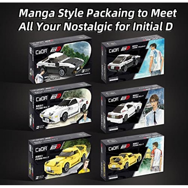 CaDA 이니셜 D Mazda RX7-FD 장난감 자동차 조립 세트, 공식 공인 수집용 모델 자동차 장난감 빌딩 블록, 벽돌 장난감 자동차 애호가를 위한 스피드 레이싱 자동차 선물 어