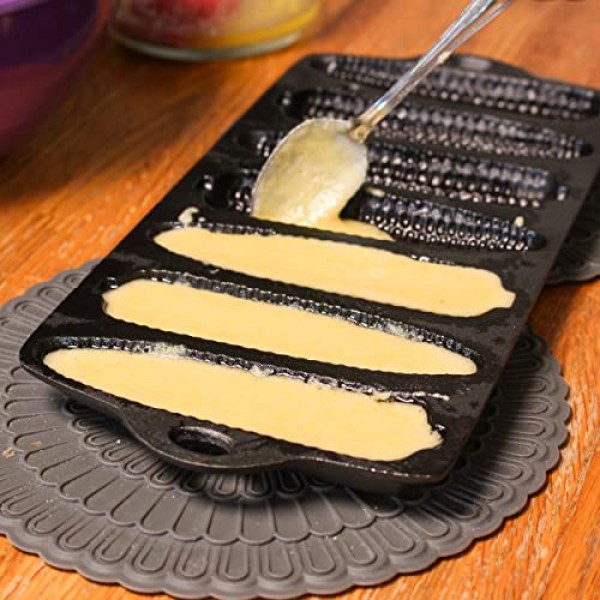 Lot45 스틱 7개용 주철 콘브레드 팬 - 옥수수 스틱, 빵, 튀김, 케이크를 굽는 오븐용 옥수수 모양 베이킹 팬