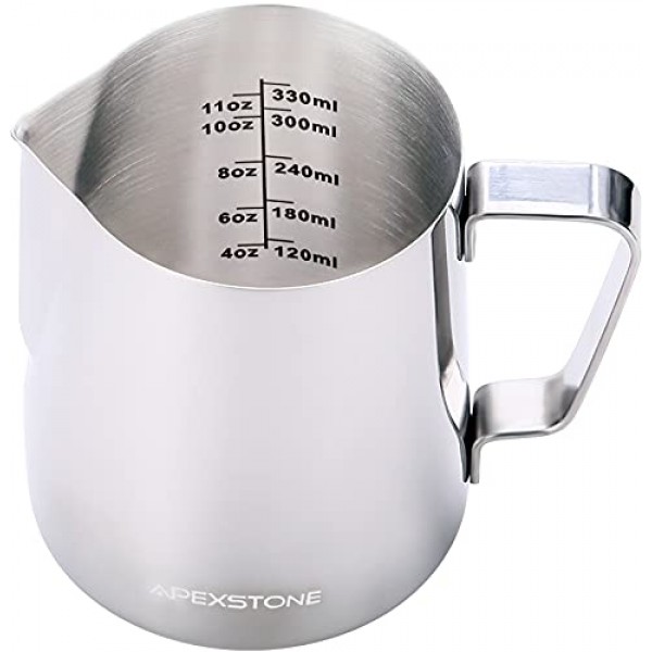 Apexstone 12온스 에스프레소 스팀 주전자, 커피 우유 거품 컵, 커피 스팀 주전자 12온스/350ml