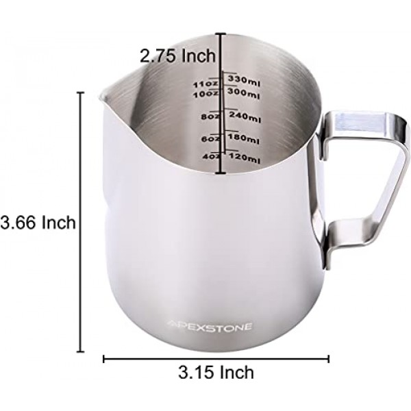 Apexstone 12온스 에스프레소 스팀 주전자, 커피 우유 거품 컵, 커피 스팀 주전자 12온스/350ml