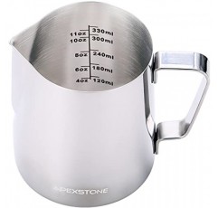 Apexstone 12온스 에스프레소 스팀 주전자, 커피 우유 거품 컵, 커피 스팀 주전자 12온스/350ml