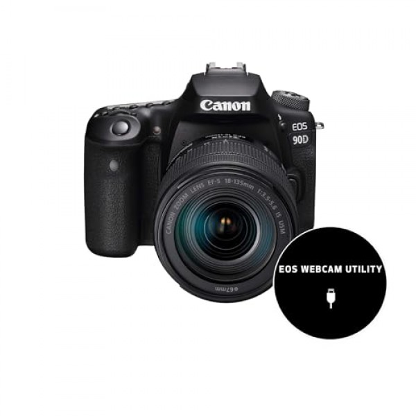Canon EOS 90D SLR 카메라 - 렌즈 포함 EF-S 18-135mm F3.5-5.6 IS USM(32.5MP, 7.7cm(3인치) 가변 각도 터치 LCD, APS-C 센서, 4K, Full HD, WLAN, Bluetooth ), 검은색