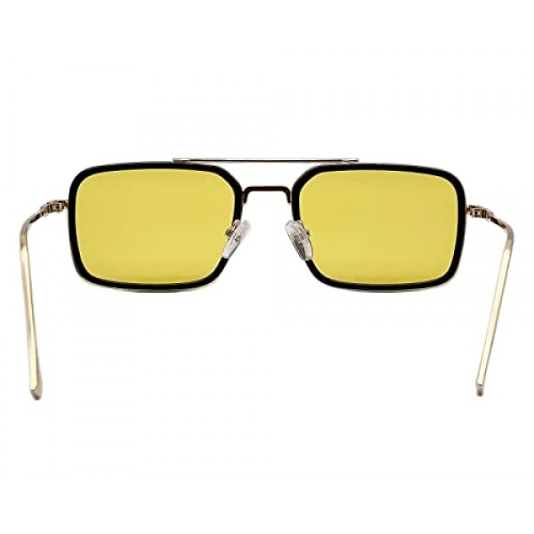 LHSDMOAT 남성 및 여성용 패션 선글라스, 빈티지 Tony Stark Edith 선글라스, 복고풍 금속 프레임 아이언맨 안경, UV400 안경, 장식 안경 프레임