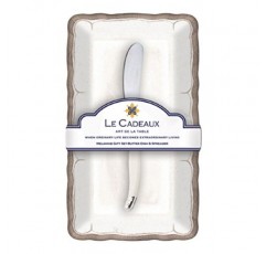 Le Cadeaux Rustica 버터 접시 & Laguiole 스프레더 선물 세트, 화이트