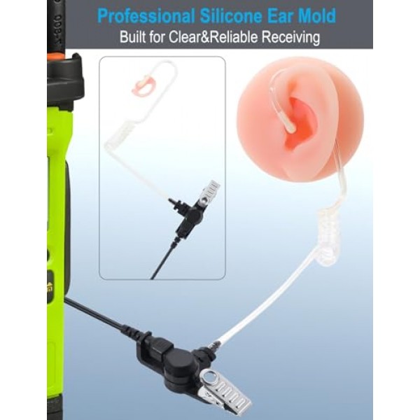 양방향 라디오 어쿠스틱 튜브 이어폰용 commountain 이어몰드, 워키토키 코일 튜브 헤드셋용 이어버드, 실리콘 이어플러그 인서트, Motorola Kenwood Baofeng 이어폰 등과 호환 
