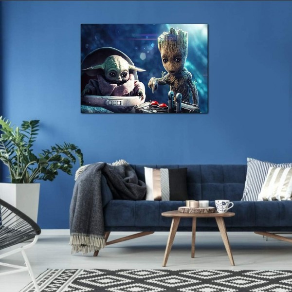 Baby Yoda 다이아몬드 페인팅 키트-Miotlsy 다이아몬드 페인팅 5D 다이아몬드 페인팅 키트, Diy 5D 다이아몬드 아트 거실 침실 홈, 사무실 벽 및 입구 벽 장식