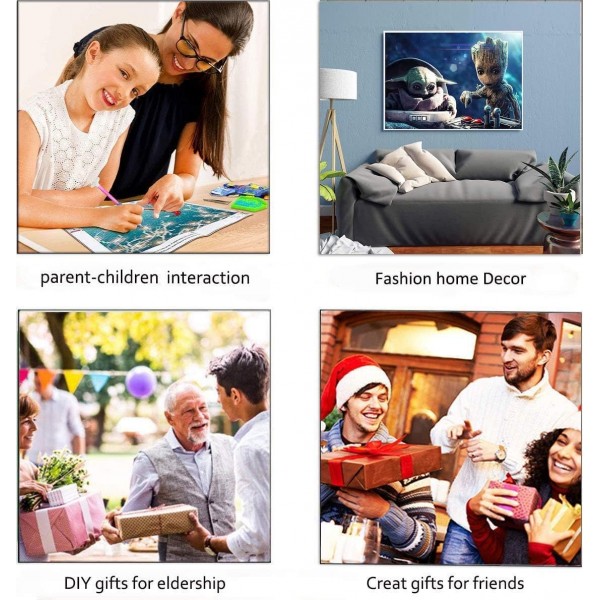 Baby Yoda 다이아몬드 페인팅 키트-Miotlsy 다이아몬드 페인팅 5D 다이아몬드 페인팅 키트, Diy 5D 다이아몬드 아트 거실 침실 홈, 사무실 벽 및 입구 벽 장식