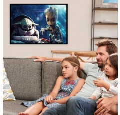 Baby Yoda 다이아몬드 페인팅 키트-Miotlsy 다이아몬드 페인팅 5D 다이아몬드 페인팅 키트, Diy 5D 다이아몬드 아트 거실 침실 홈, 사무실 벽 및 입구 벽 장식