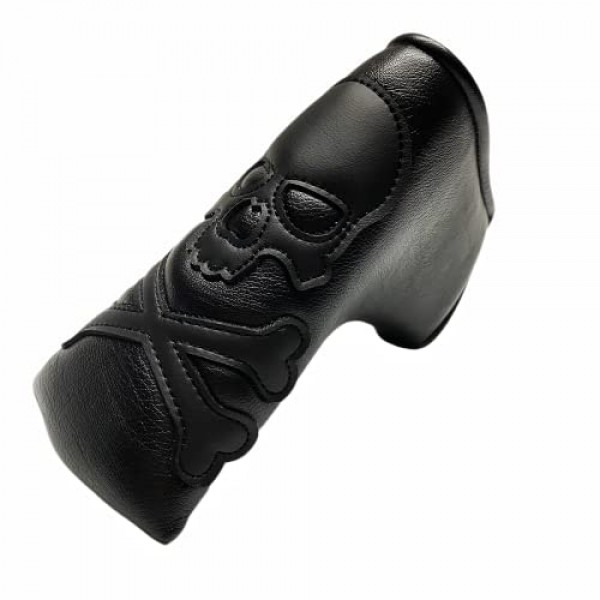 스컬 마그네틱 골프 퍼터 커버 헤드커버 블레이드 퍼터 헤드 커버(블랙)는 Scotty Cameron Newport, Odyssey, Ping 퍼터 너비 1.57