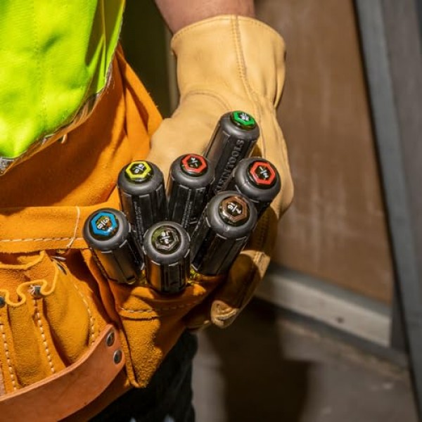 Klein Tools 631 도구 세트, 미국산, 육각 너트 크기 3/16, 1/4, 5/16, 11/32, 3/8, 7/16 및 1/2인치가 포함된 너트 드라이버 세트 3- 인치 완전 중공축, 7피스