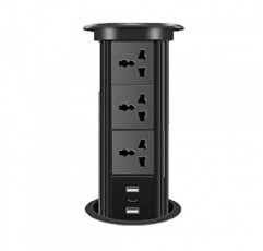 자동 팝업 소켓 범용 표준 플러그 어댑터 USB 블루투스 오디오 리프트 스마트 홈 어플라이언스, threehole + USBsocket