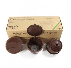 RECAPS 리필 가능 커피 필러 Dolce Gusto Brewers 3 팩 브라운과 호환되는 재사용 가능한 커피 포드 리필