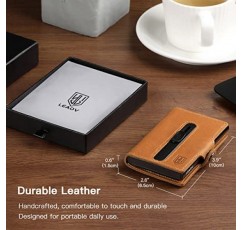 Leaov 지갑 I RFID 보호 기능이 있는 신용 카드 지갑 I 남성용 지갑 I 동전 수납칸이 있는 슬림 지갑 I 알루미늄 I 슬림 지갑 I, 브라운, 빈티지