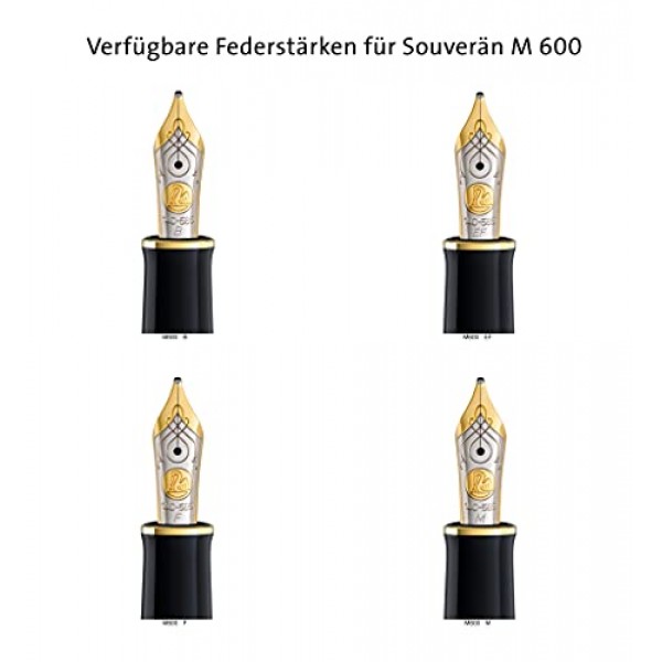 PELIKAN Souveran 600 Gt 미디엄 포인트 만년필, 블랙/블루 (995324)