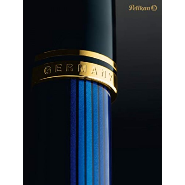 PELIKAN Souveran 600 Gt 미디엄 포인트 만년필, 블랙/블루 (995324)