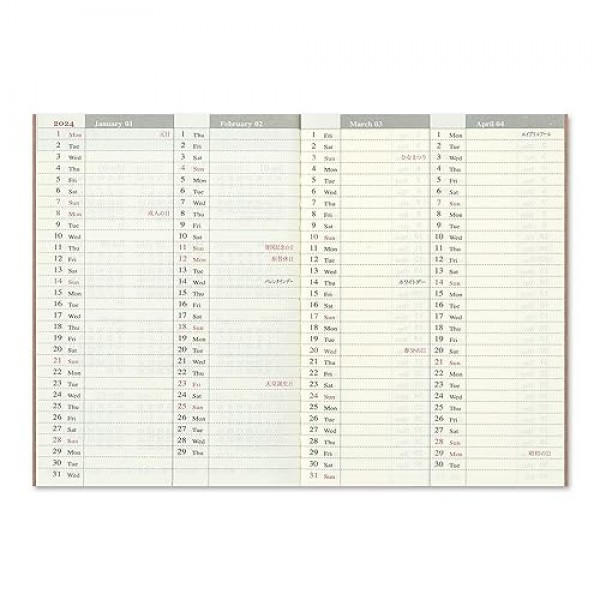 트래블러스 노트, 리필, 2024, 여권 사이즈, 주간 14476006 (2024년 1월 시작)