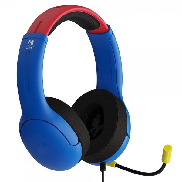 닌텐도 스위치용 PDP 게이밍 ​​AIRLITE 스테레오 헤드폰 - PC, iPad, Mac, 노트북 호환 - 소음 제거 마이크, 가볍고 부드럽고 편안한 온이어 헤드폰 - MARIO Mario Red