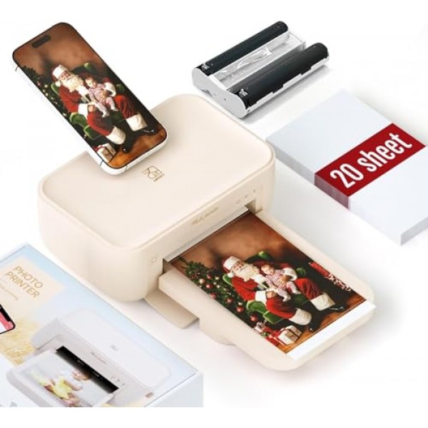 HPRT 포토 프린터 4x6, iPhone, Android, 스마트폰용 Wi-Fi 무선 인스턴트 포토 프린터, 열전사 염료 승화 프린터, AR 비디오 인쇄, 가정용 휴대용 포토 프린터