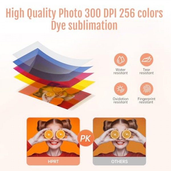 HPRT 포토 프린터 4x6, iPhone, Android, 스마트폰용 Wi-Fi 무선 인스턴트 포토 프린터, 열전사 염료 승화 프린터, AR 비디오 인쇄, 가정용 휴대용 포토 프린터